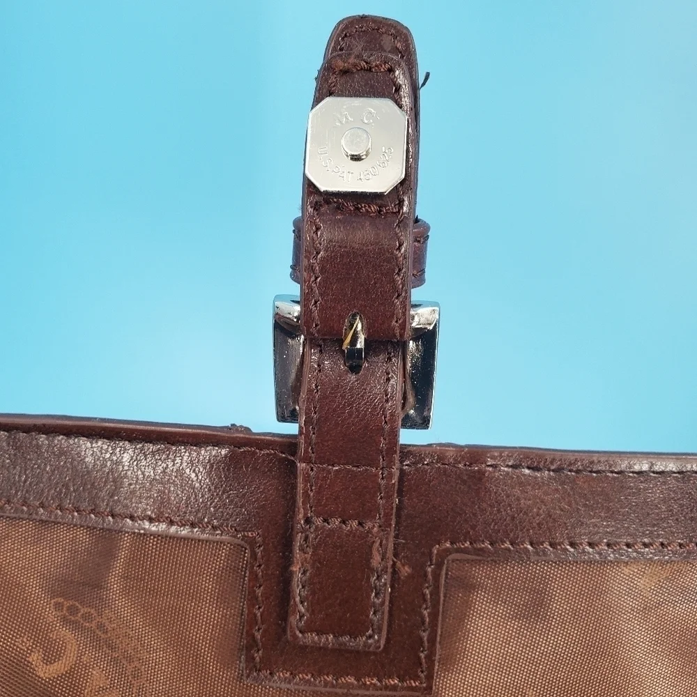 MC brown leather scrollwork embossed shoulder bag - Picture 3 of 16